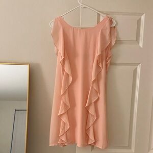 Never worn Lulu's Soft Peach Ruffle Mini Dress
